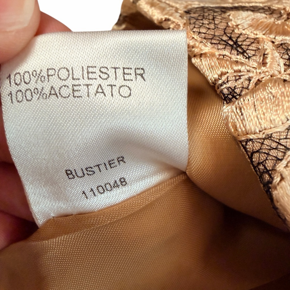 Sonia Peña Gold Brocade Corset Top Lace Up Back Bustier Floral Formal EU 42 (10) - Picture 3 of 13